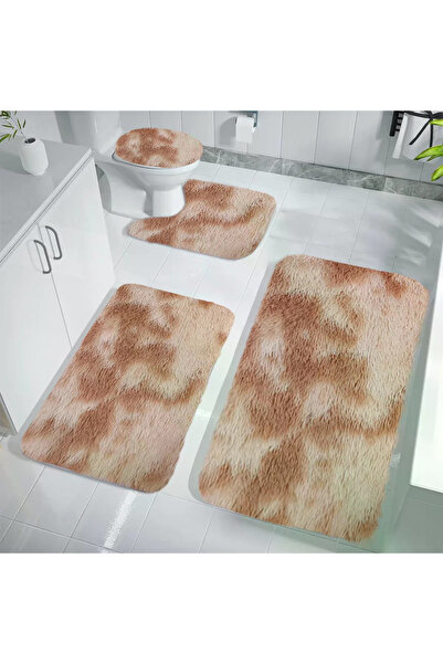 Magdeal Set of 4 Non-Slip Bath Mats, Fluffy Material, Cream