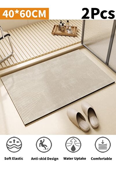 Generic 2Pcs Bathroom Mats 40*60cm Diatom Mud Floor Mats Anti-Slip Rugs Carpe...