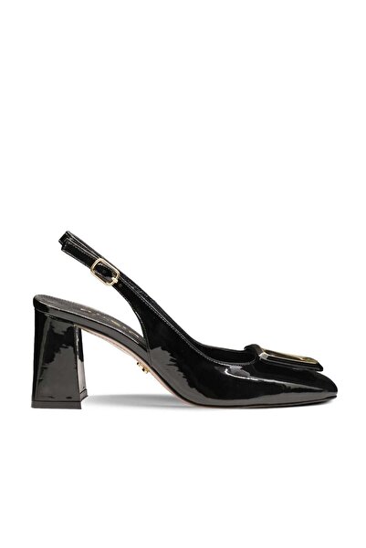 Vario Genuine Patent Leather Leather Buckled Shoes 366 Black Patent Leather (...