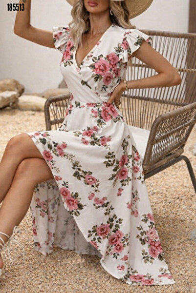 Modayakamoz Rochie lungă din jerseu pentru femei, cu imprimeu floral, cu gule...