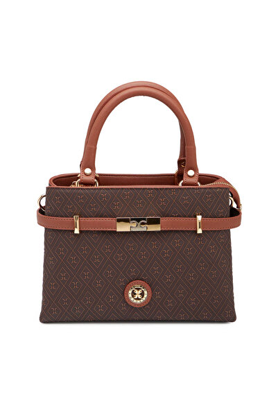 Tergan Kahverengi Print Kadın Omuz Çantası - S26Y1PR09196-R9C