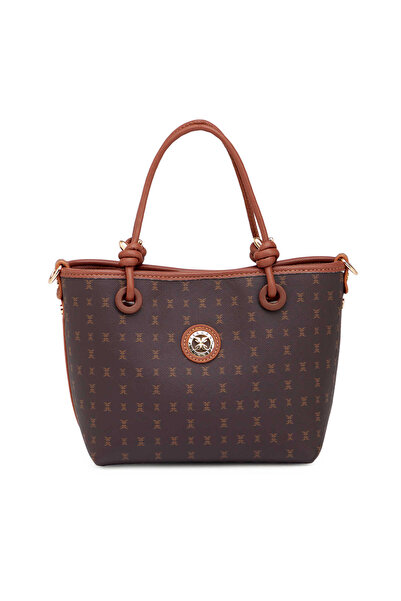 Tergan Kahverengi Print Kadın Omuz Çantası - S26Y1PR09193-T4J