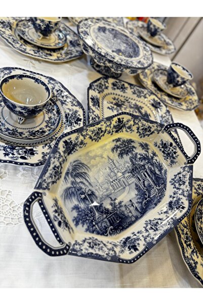 hediye Esterhomedecor Porcelain Pit Presentation Plate with Handle 36*24cm