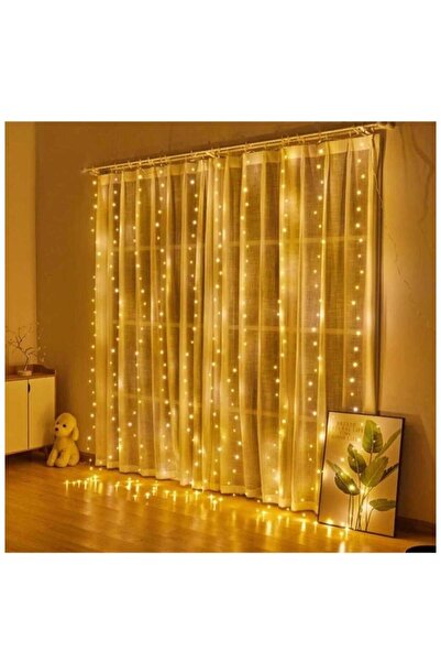 YAPAY ÇİÇEK DERYASI 3x3m 10 Sarkıtlı Uzaktan Kumandalı 300 Ledli 8 Fonk Sarı ...