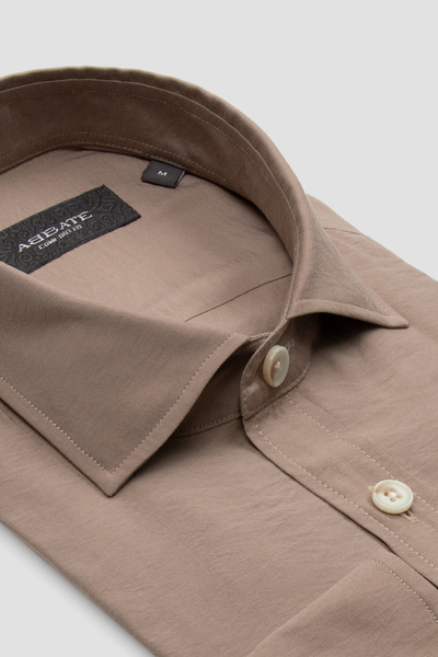 Abbate Como Modal Modal Blended Comfort Fit Dark Beige Classic Collar Men's P...