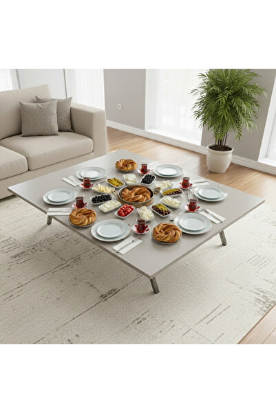 Ratemo Mobilya Ratemo Katlanır Metal Ayaklı Yer Sofrası 89X119 cm – Modern Di...