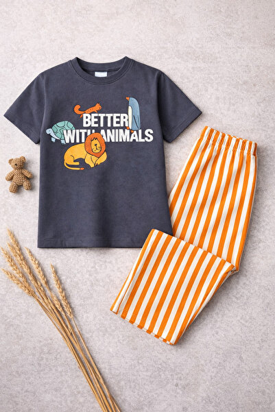 Zekalya Σετ μπλούζα και παντελόνι για αγόρια με animal print – Άνετο σετ από ...