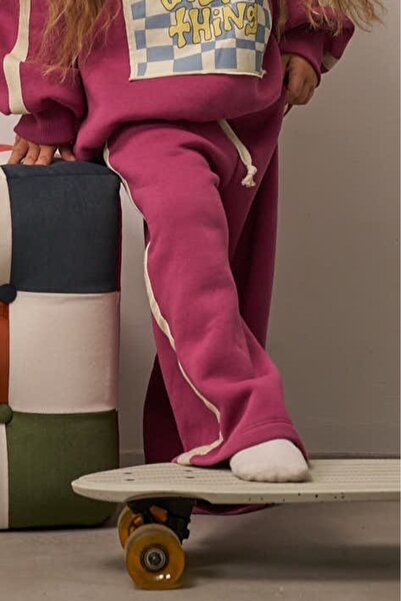 Oh La La Koala For Little Ones Pembe Kalın Şeritli Geniş Paça Eşofman Altı