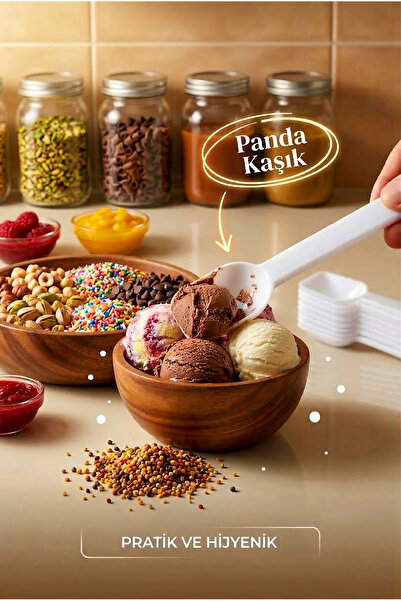 Shopping Faster 1 Adet - Beyaz Panda Dondurma Kaşığı