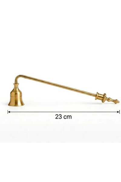 ZEZER atelier Pirinç El Yapımı Dekoratif Mum Söndürücü – 23 cm, Mat Siyah & Gold