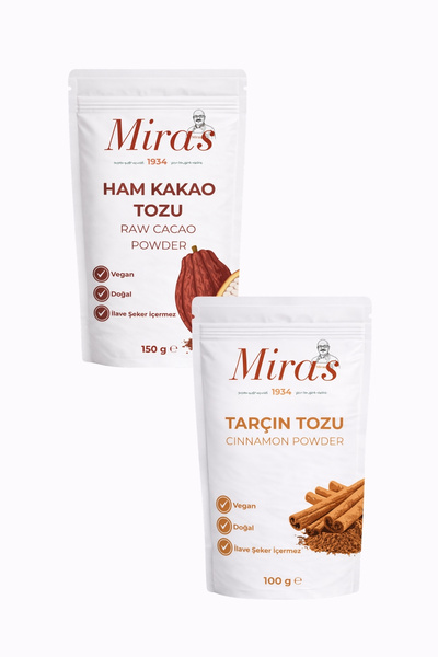 Miras 1934 Tatlı Paketi - Ham Kakao Tozu - Tarçın Tozu - 350 g