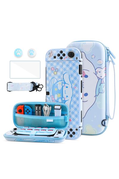 HYPERCASE Blue Dog Carrying Case for Switch OLED, Cute Travel Accessories Bag for Switch OL