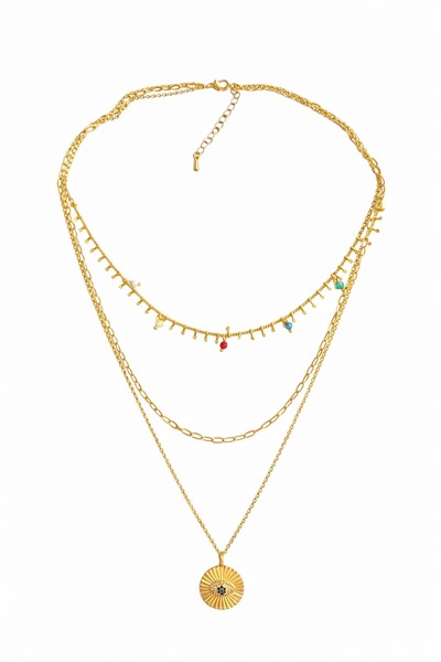 CHARMLUCKY Eye 3-Piece Necklace