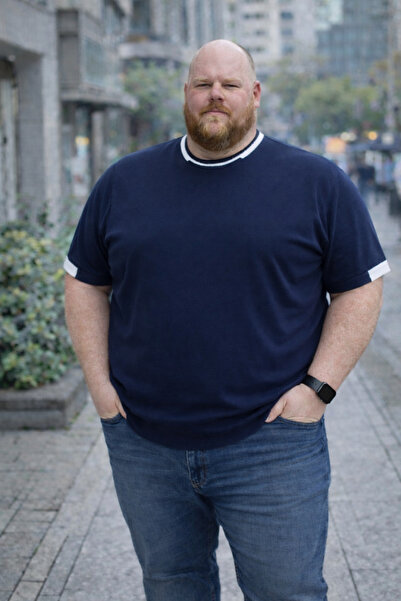 Maccali Men's Plus Size Summer Knitwear Navy Blue T-Shirt