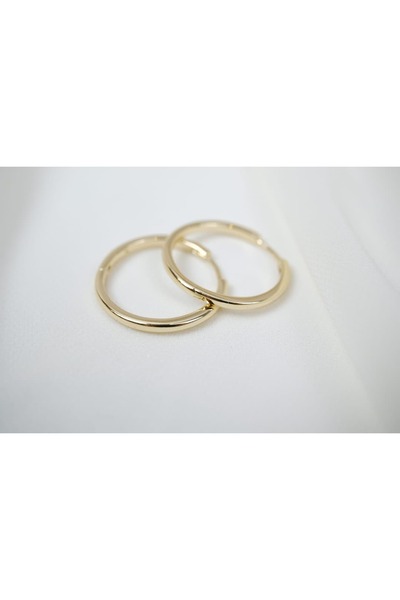 ATELİER TUĞBA Kp337 Thin Hoop Earrings Gold (Diameter 20 mm)