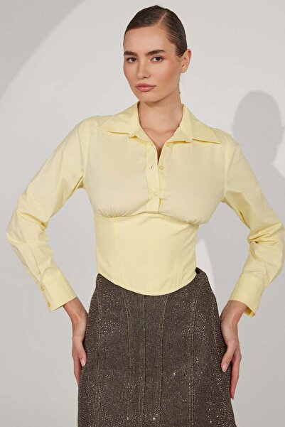 NOK İSTANBUL Nok Signature Alexandra Waist Corset Shirt Yellow