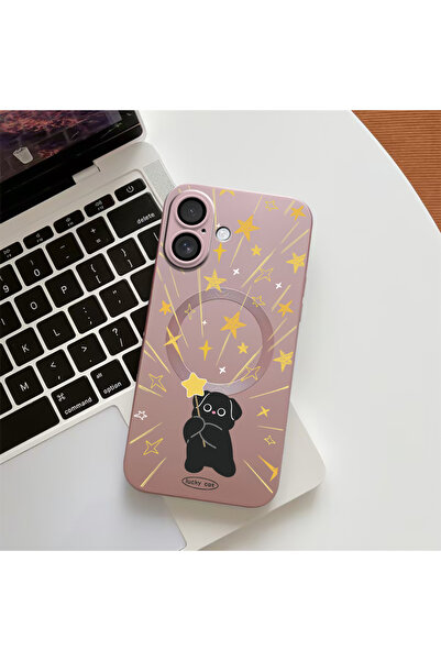 Hontinga iPhone 16 Compatible Cat Pattern Transparent Magsafe Wireless Soft S...