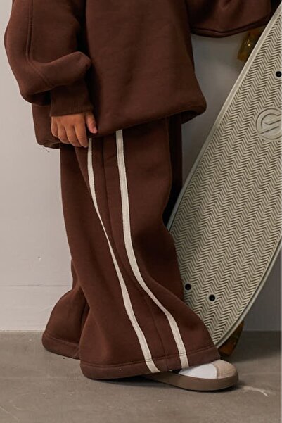 Oh La La Koala For Little Ones Brown Striped Detail Wide Leg Sweatpants