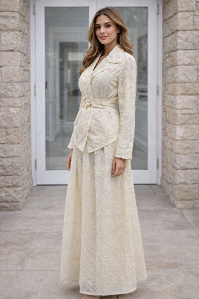 benguen Embossed Embroidered Set N8112 Cream