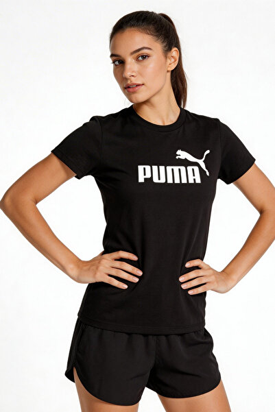 Puma Tricou sport negru pentru femei Essentials No.1 Logo 68237001
