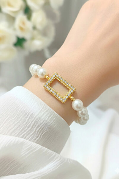 TwinsCollection 24 Ayar Gram Altın Uyumlu 10mm İnci Bileklik - 24 Ayar Gram A...