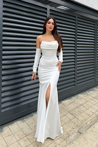 Sindimoda Gorria Strapless Front Detail Evening Dress 1146