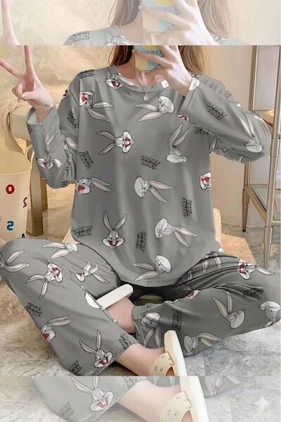 PEMBİŞ HOMEWEAR Uzun Kollu Bugs Bunny Pijama Takımı