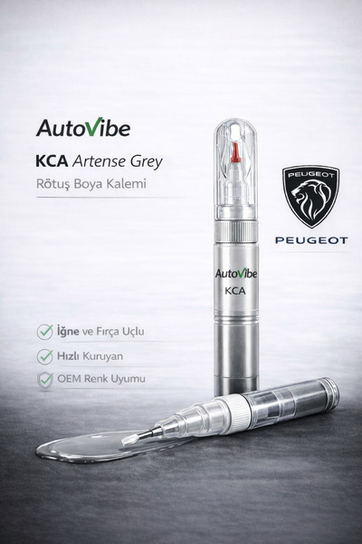 AutoVibe Peugeot Rötuş Boya Kalemi KCA Artense Grey Artense Gri 2Si1Arada Çiz...