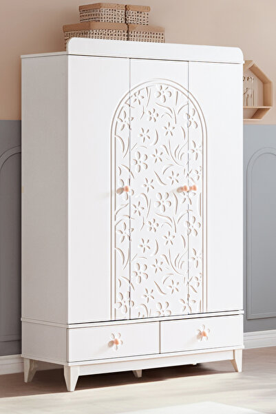 Setay Gardırop, Garden 3 Kapaklı 2 Çekmeceli Dolap - Beyaz