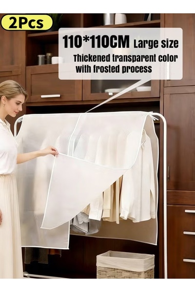 Generic 2Pcs Clothes Storage Cover 110CM Cubic Dust Cover Wardrobe Hanging Cl...