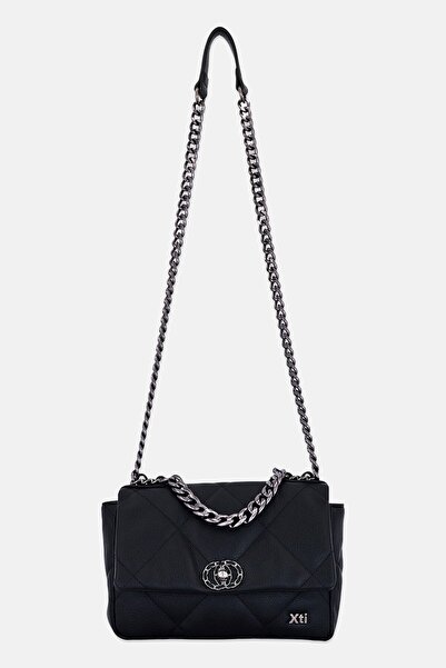 XTI Women Metal Logo Cross Body Bag, Black