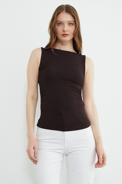 Fulla Moda Bluză cu decolteu bărcuță și drapajuri laterale