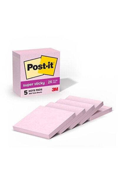 Post-it Süper Yapışkan Notlar, 5 Yapışkan Not Kağıdı, 7,6 x 7,6 cm, Okul Malz...