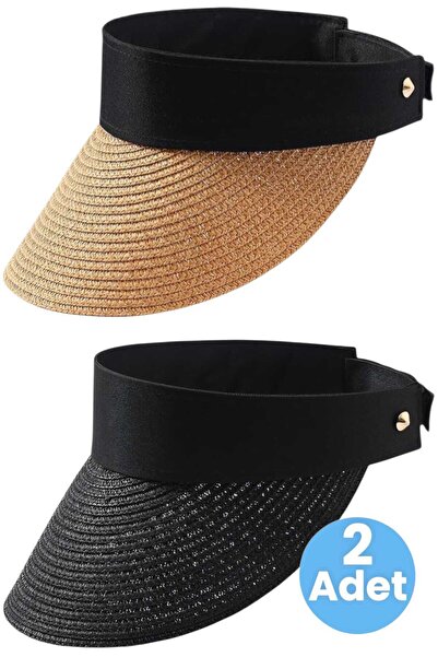 Mood Agenda Women's Straw Visor Hat Summer Sun Protection Adjustable Beach Ha...