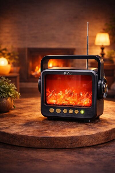 DEKORATİF ŞÖMİNE GÖRÜNÜMLÜ BLUETOOTH SPEAKER-FM Radyo USB TF Kart Destekli Kablosuz Speaker