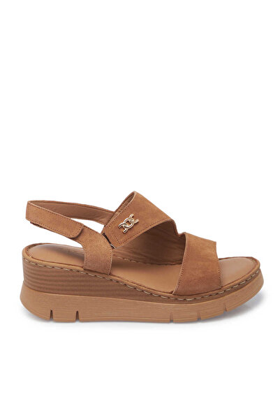 Tergan Kahverengi Hakiki Süet Deri Kadın Sandalet - K25Y1SN67982-U2Y