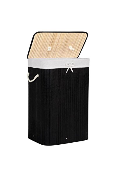 SERSIMO Laundry basket with lid, bamboo and detachable fabric bag, 40x30x60, ...