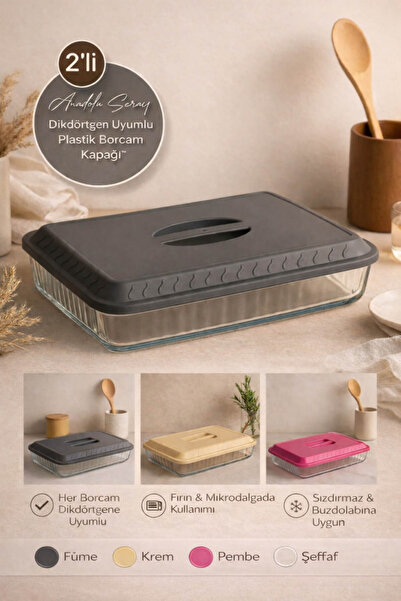 Anadolu Saray 2 ADET Dikdörtgen Borcam Uyumlu Plastik Kapak – Sızdırmaz, Daya...