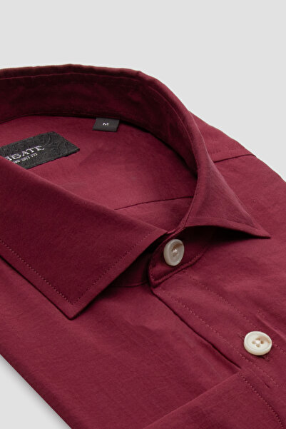 Abbate Como Modal Modal Blended Comfort Fit Claret Red Classic Collar Men's P...