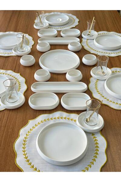 MD MİMOZA DEKOR Kahvaltı Takımı 43 Parça 6 Kişilik Victus /Bianco Perla