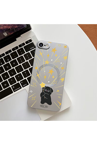 Hontinga iPhone 7 Compatible Cat Pattern Transparent Magsafe Wireless Soft Si...