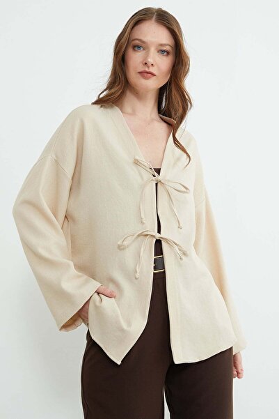 Fulla Moda Casual Kimono with Tie Front