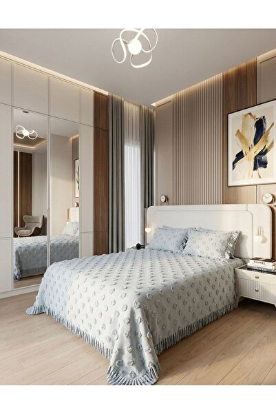 Akgün Home & Living %100 PAMUKLU FIRFIRLI PİKE TAKIMI/YATAK ÖRTÜSÜ TAM TAKIM