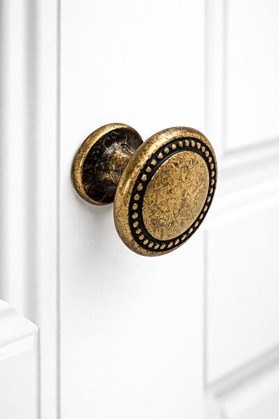 BERFİNO Antique Yellow Cabinet Knob 5-Pack – Vintage Metal Furniture Handle, ...