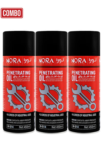 Nora مجموعة من 3 قطع من بخاخ زيت التشحيم N-514 سعة 450 مل، مزيل الصدأ ومزلق ل...