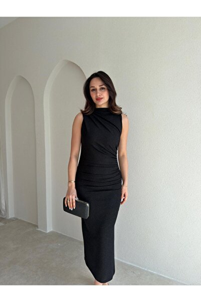 Mooi Butik Huxley Glittery Midi Dress 5933 - Black