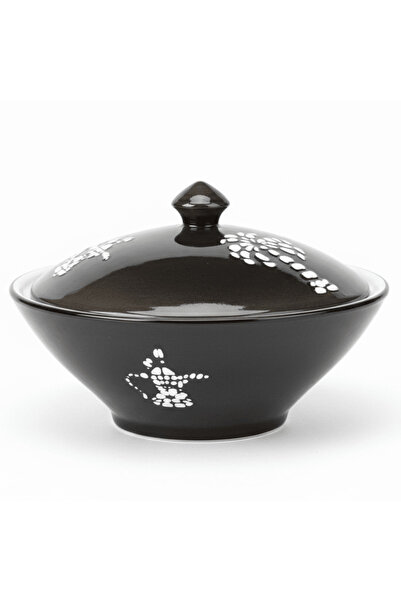 AKDC Christian Verucci 10 Inch Classic Black Ceramic Halwa Serving Bowl with ...