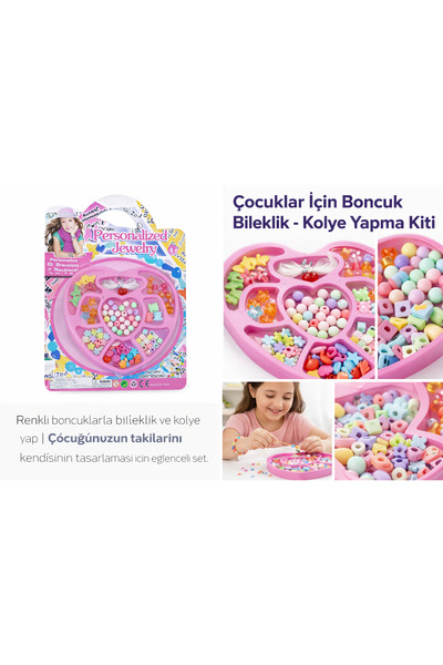 Bittox Boncuk Bileklik ve Kolye Yapma Kiti-Çocuk Hobi Seti-Eğlenceli Renkli T...