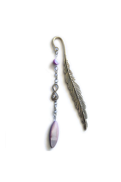 CrisArtDeco Metal Bookmark with Stainless Steel and Mother of Pearl – Infinity