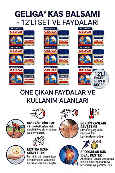 GELIGA Balsem Otot 10g – ağrı Gederci Masaj Krem, 12 adet set Balsem